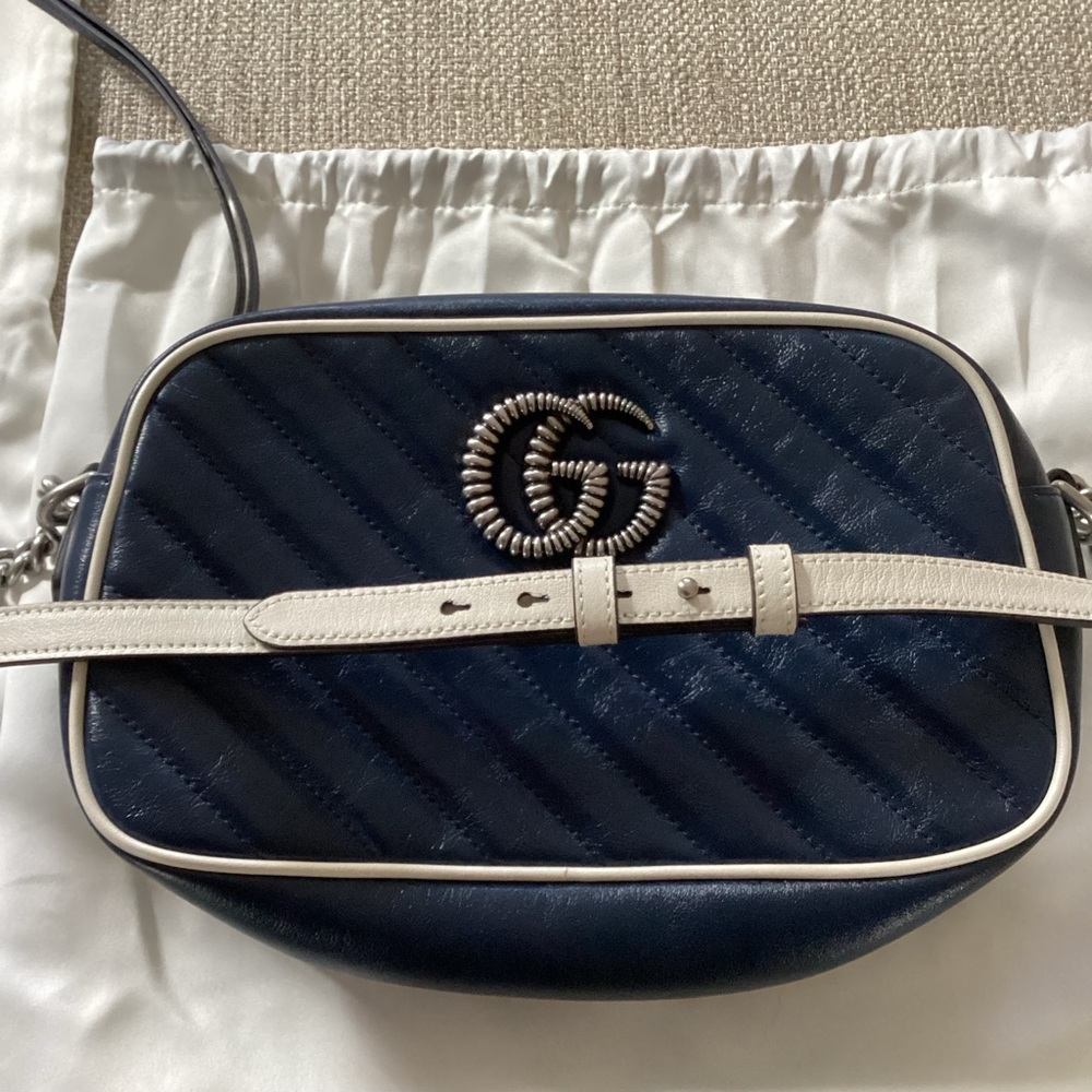 Gucci GG Marmont Camera Purse Navy leather Cross body bag and matching wallet - Picture 4 of 13